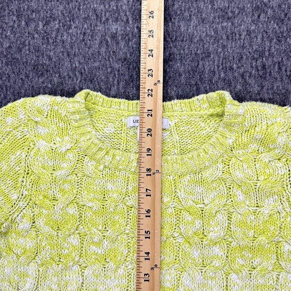 Liz Claiborne Green and White Ombré Cable Knit Sweater Pullover Petite Medium - Picture 4 of 7